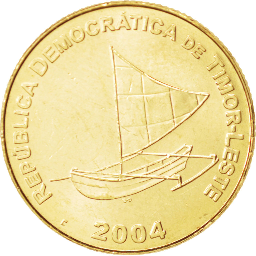 EAST TIMOR, 25 Centavos, 2004, Lisbon, MS(63), Nickel-brass, KM:4