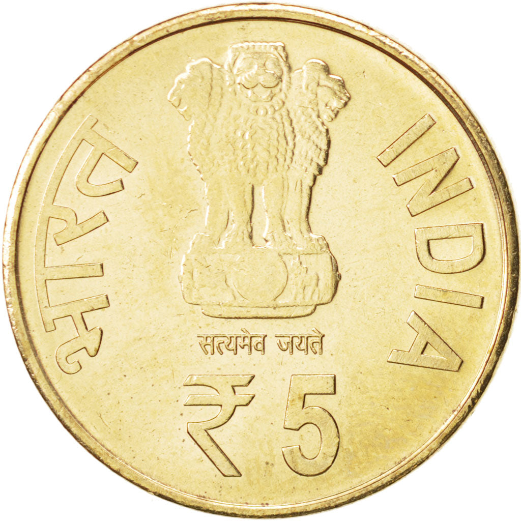 Coin, INDIA-REPUBLIC, 5 Rupees, 2012, MS(63), Nickel-brass, KM:404
