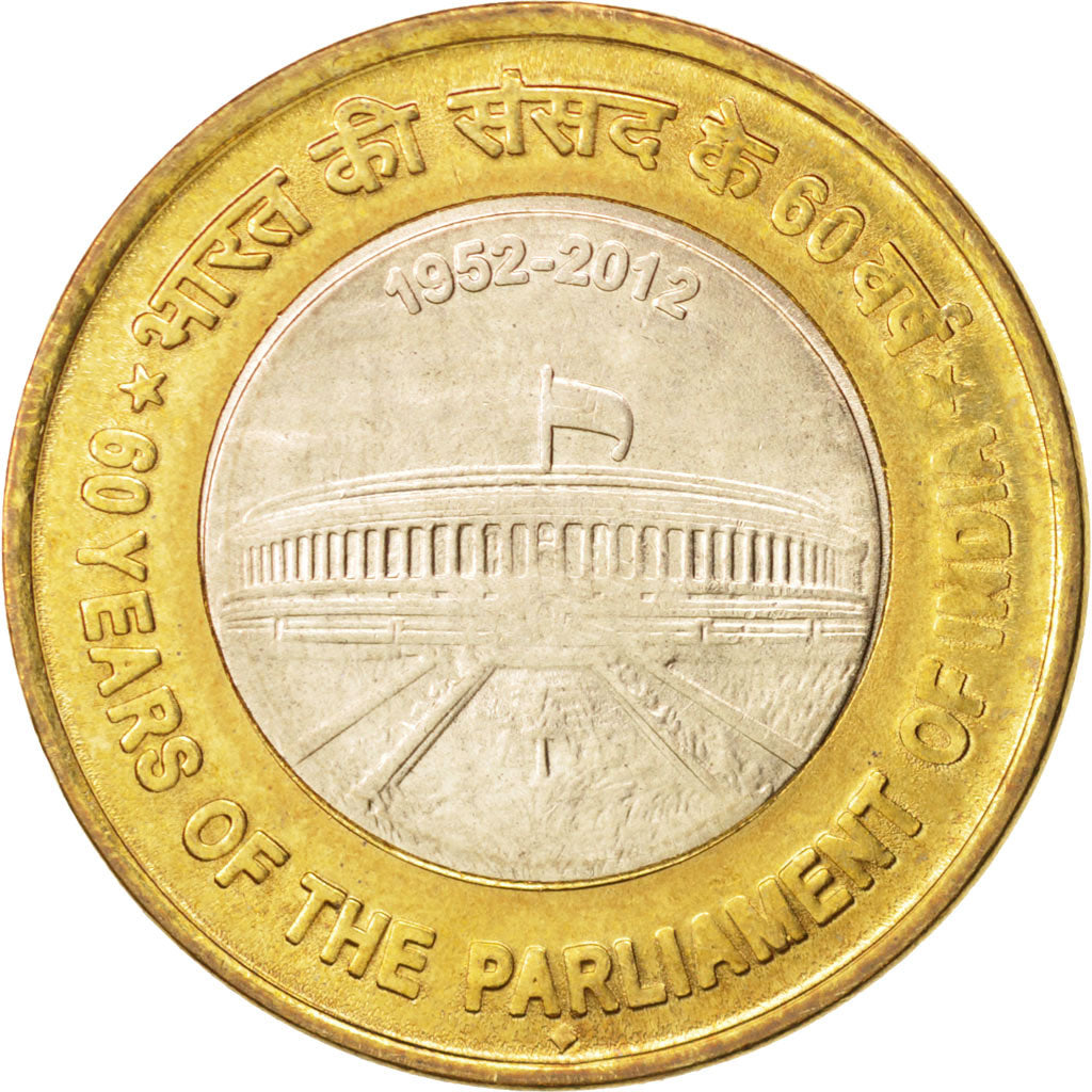 Coin, INDIA-REPUBLIC, 10 Rupees, 2012, MS(63), Bi-Metallic, KM:407