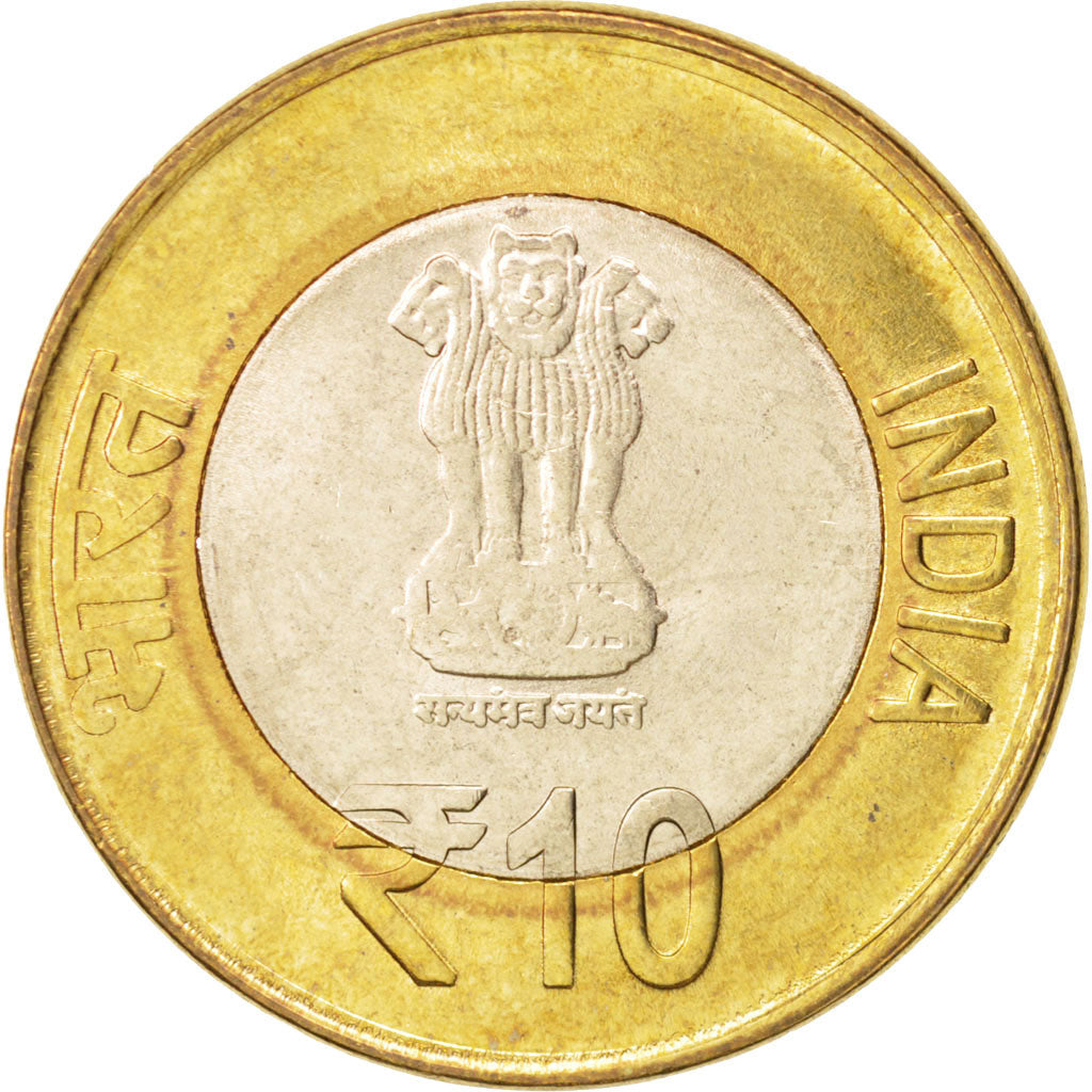 Coin, INDIA-REPUBLIC, 10 Rupees, 2012, MS(63), Bi-Metallic, KM:407