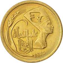 Egypt, 5 Milliemes, 1975, MS(63), Brass, KM:445