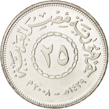 Coin, Egypt, 25 Piastres, 2008, MS(63), Nickel plated steel, KM:991