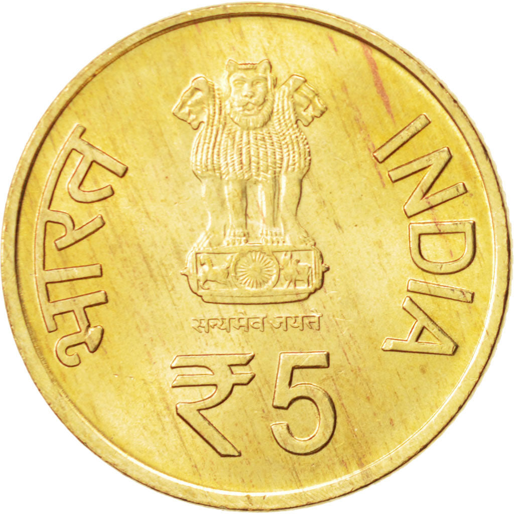 Coin, INDIA-REPUBLIC, 5 Rupees, 2012, MS(63), Nickel-brass