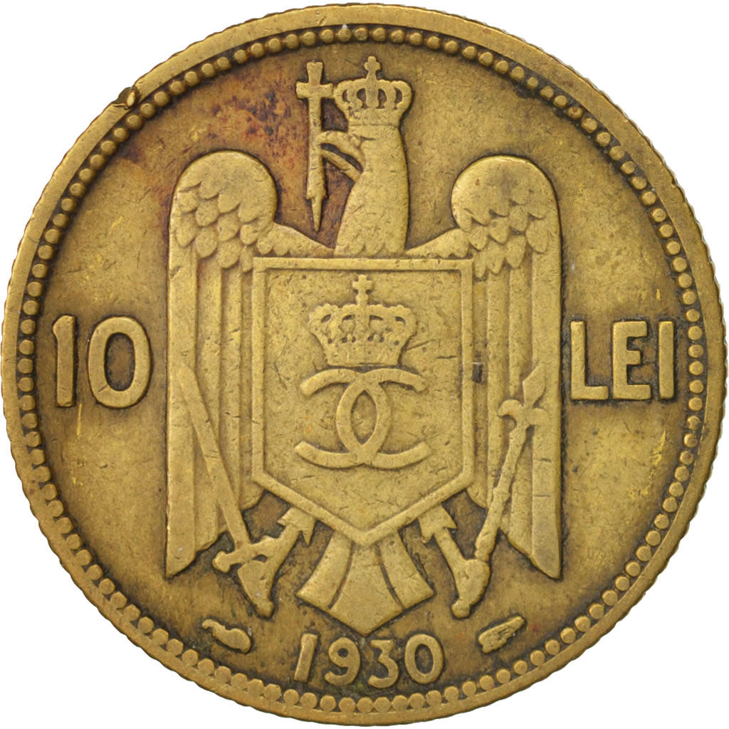 Romania, Carol II, 10 Lei, 1930, Paris, EF(40-45), Nickel-brass, KM:49