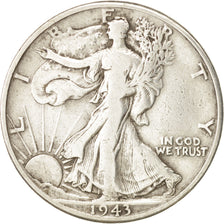 United States, Walking Liberty Half Dollar, 1943, Denver, VF, KM:142