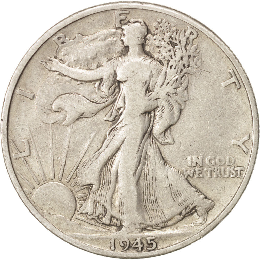 United States, Walking Liberty Half Dollar, 1945, Denver, VF, KM:142