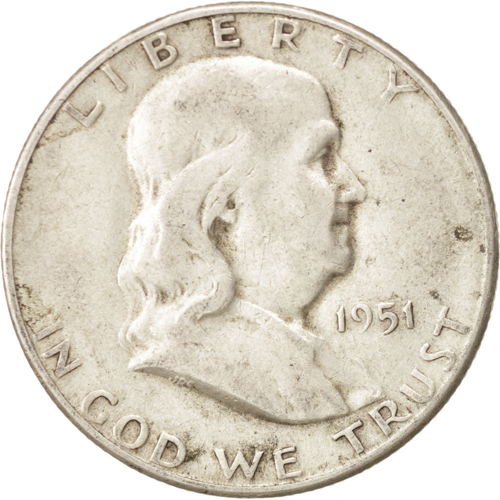 Coin, United States, Franklin Half Dollar, Half Dollar, 1951, U.S. Mint, San