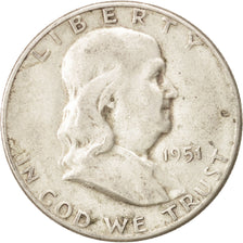 Coin, United States, Franklin Half Dollar, Half Dollar, 1951, U.S. Mint, San