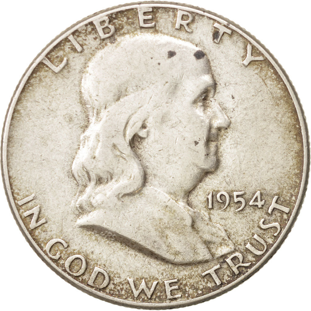 Coin, United States, Franklin Half Dollar, Half Dollar, 1954, U.S. Mint
