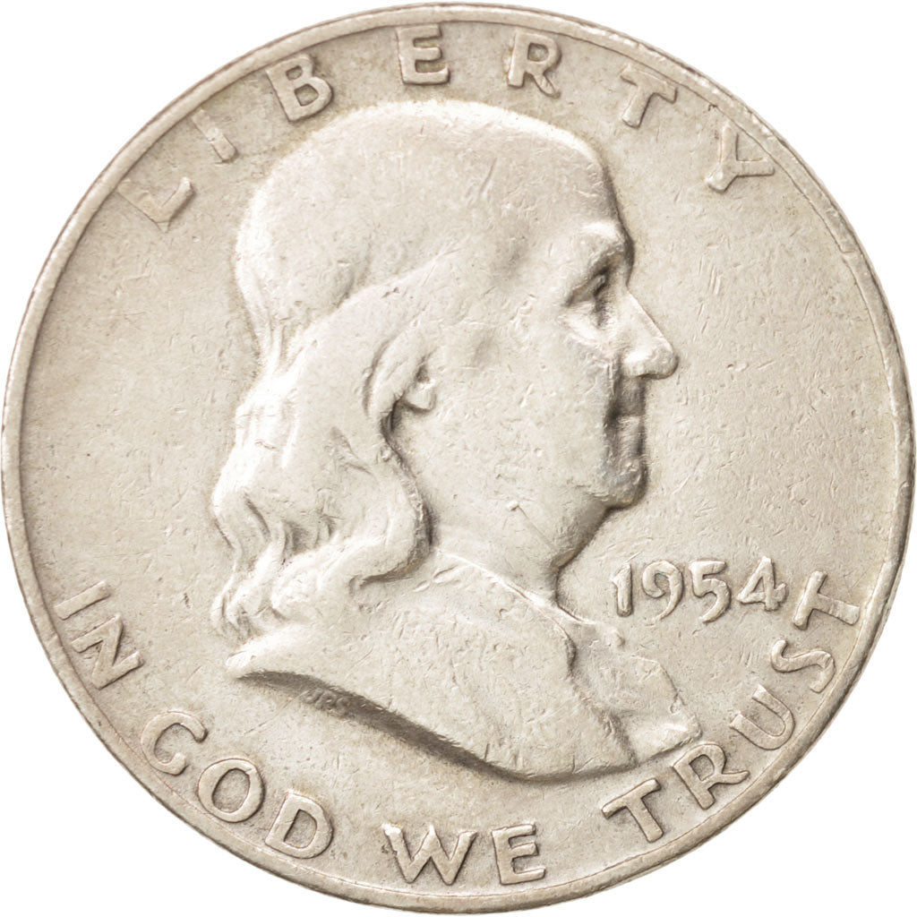 Coin, United States, Franklin Half Dollar, Half Dollar, 1954, U.S. Mint, Denver