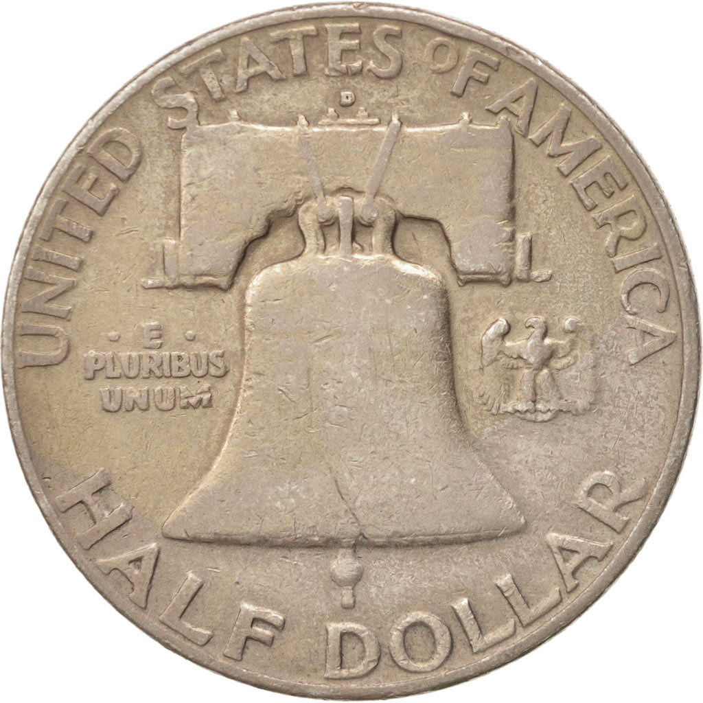 Coin, United States, Franklin Half Dollar, Half Dollar, 1954, U.S. Mint, Denver