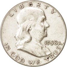 Coin, United States, Franklin Half Dollar, Half Dollar, 1958, U.S. Mint