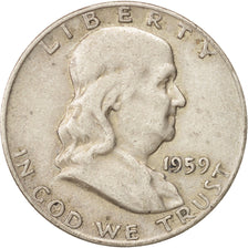 Coin, United States, Franklin Half Dollar, Half Dollar, 1959, U.S. Mint, Denver