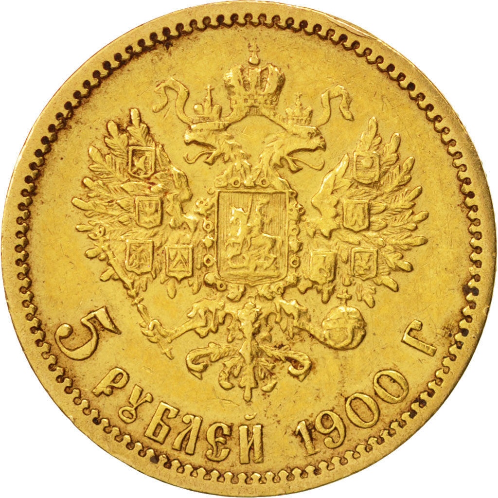 Russland, Nicholas II, 5 Roubles, 1900, St. Petersburg, SS, Gold, KM:62