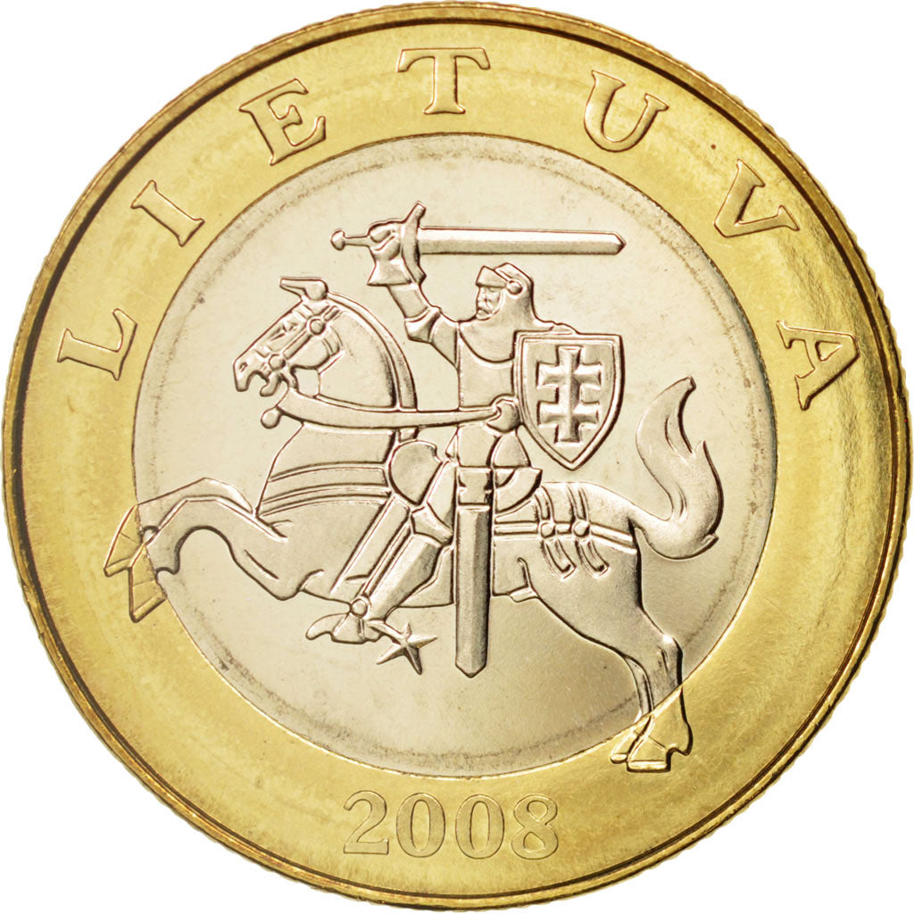 Lituania, 2 Litai, 2008, SPL, Bi-metallico, KM:112