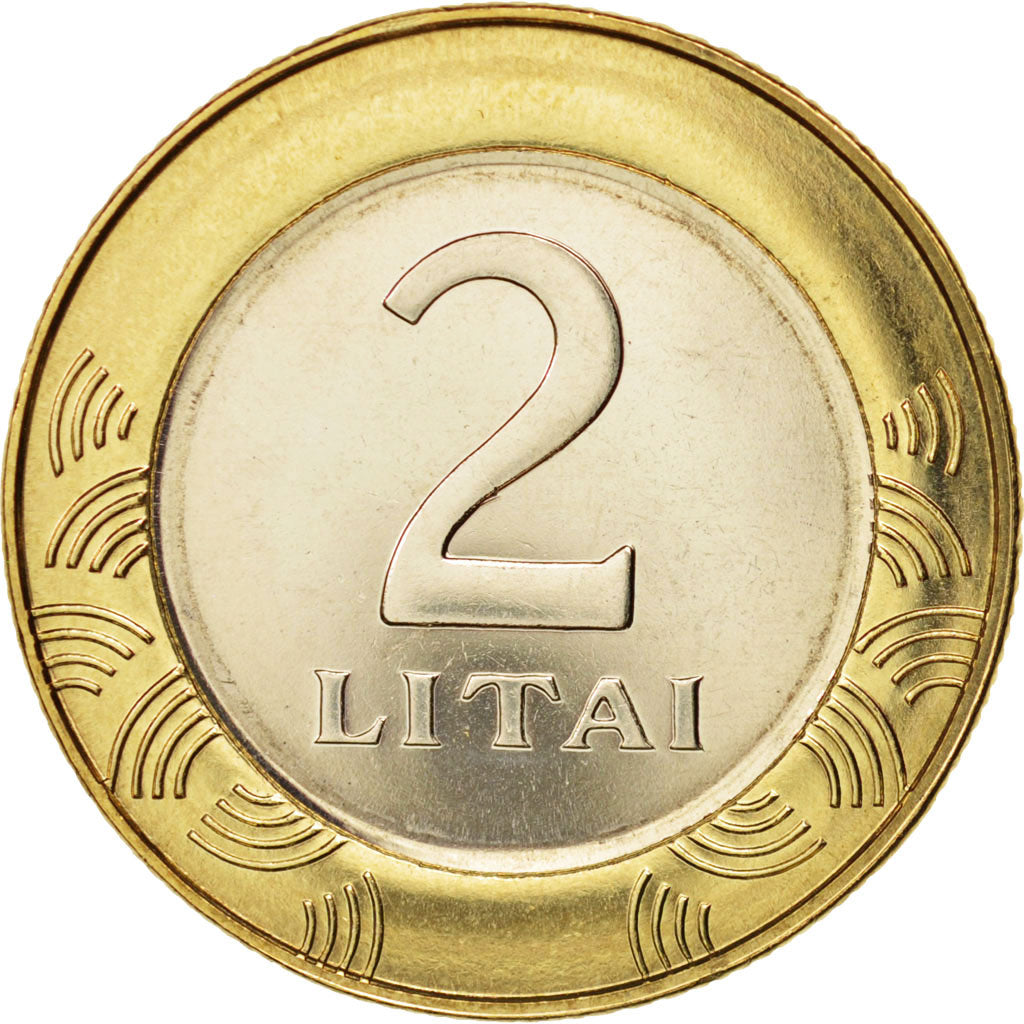 Lituania, 2 Litai, 2008, SPL, Bi-metallico, KM:112