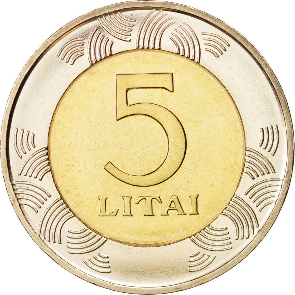 Lithuania, 5 Litai, 2008, UNZ, Bi-Metallic, KM:113