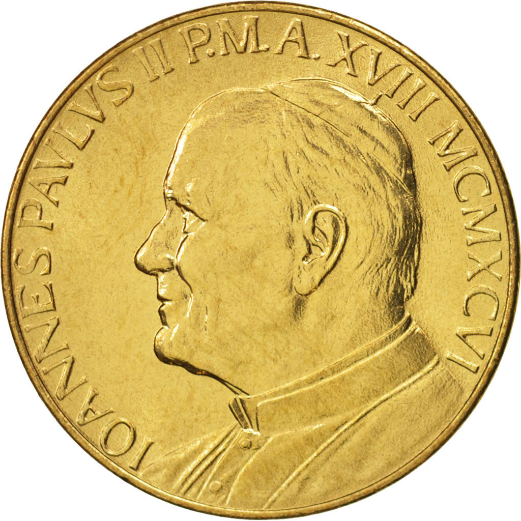VATICAN CITY, John Paul II, 20 Lire, 1996, Roma, MS(63), Aluminum-Bronze, KM:273