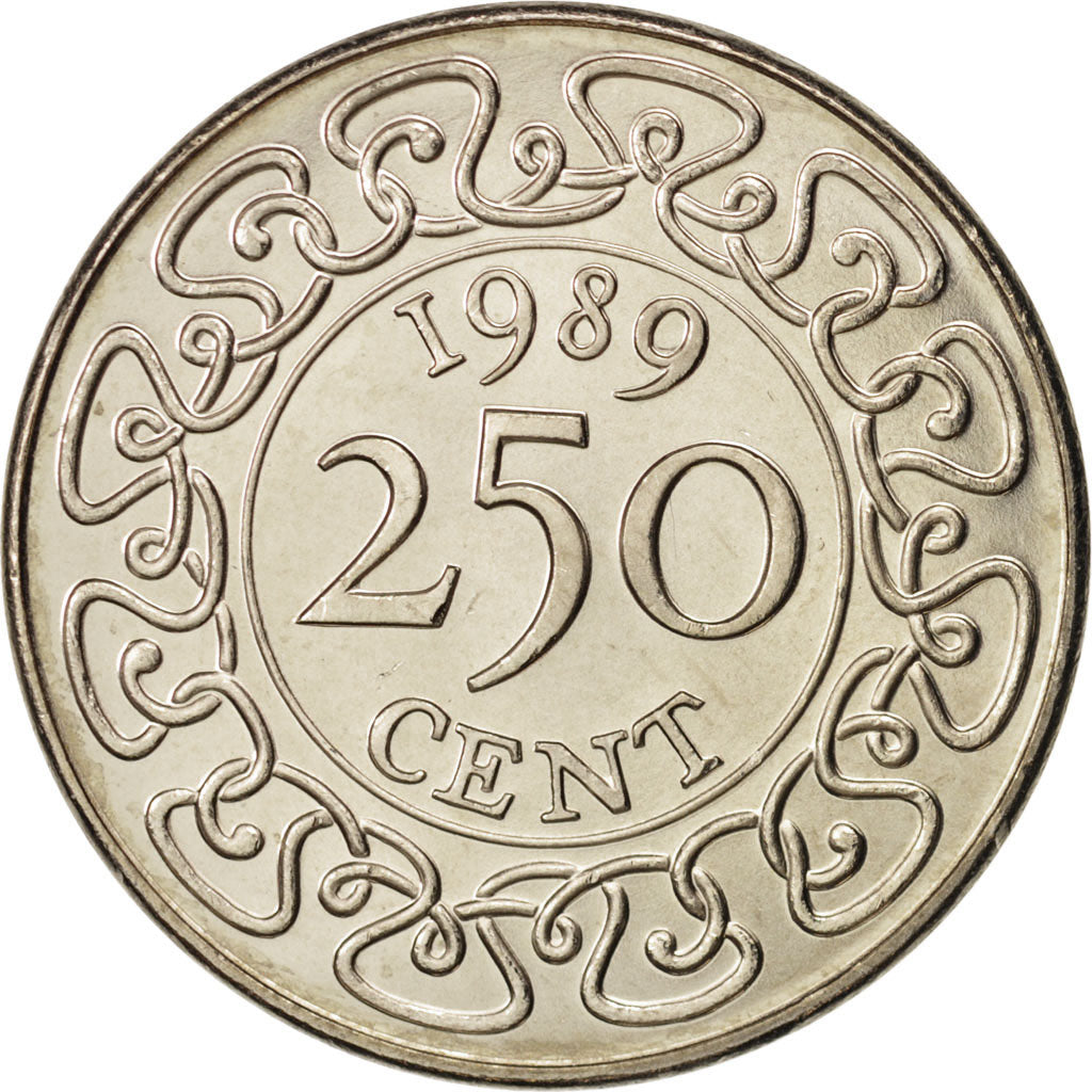 Coin, Surinam, 250 Cents, 1989, MS(63), Copper-nickel, KM:24