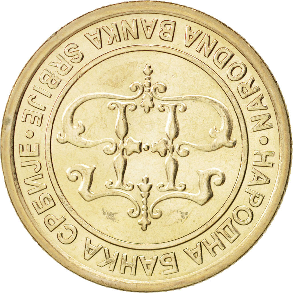 Coin, Serbia, 10 Dinara, 2003, MS(63), Copper-Nickel-Zinc, KM:37