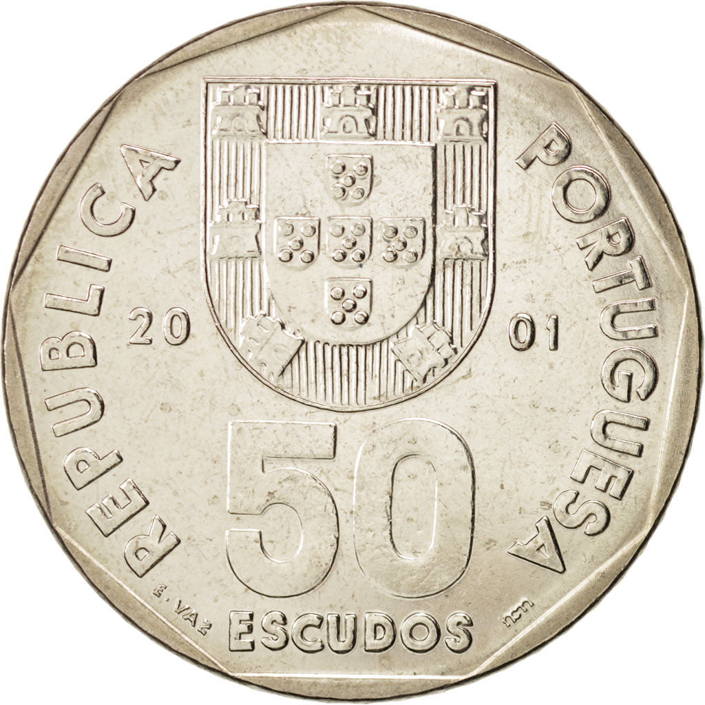 Portugal, 50 Escudos, 2001, Lisbon, MS(63), Copper-nickel