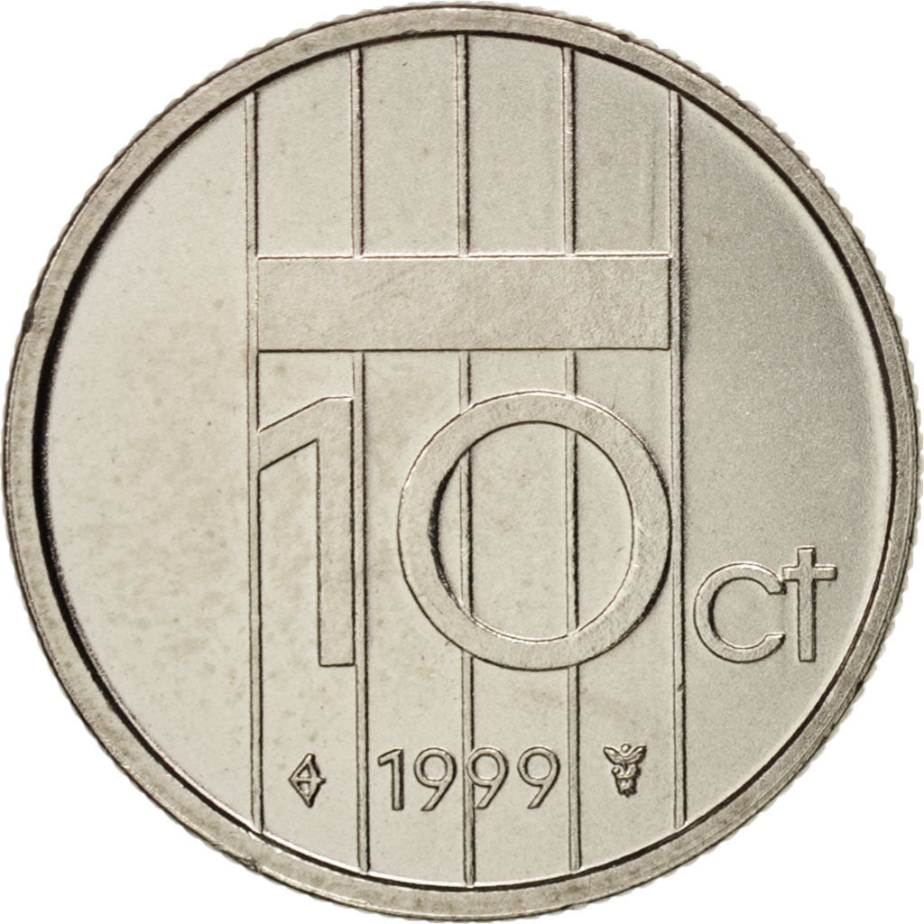 Coin, Netherlands, Beatrix, 10 Cents, 1999, MS(63), Nickel, KM:203