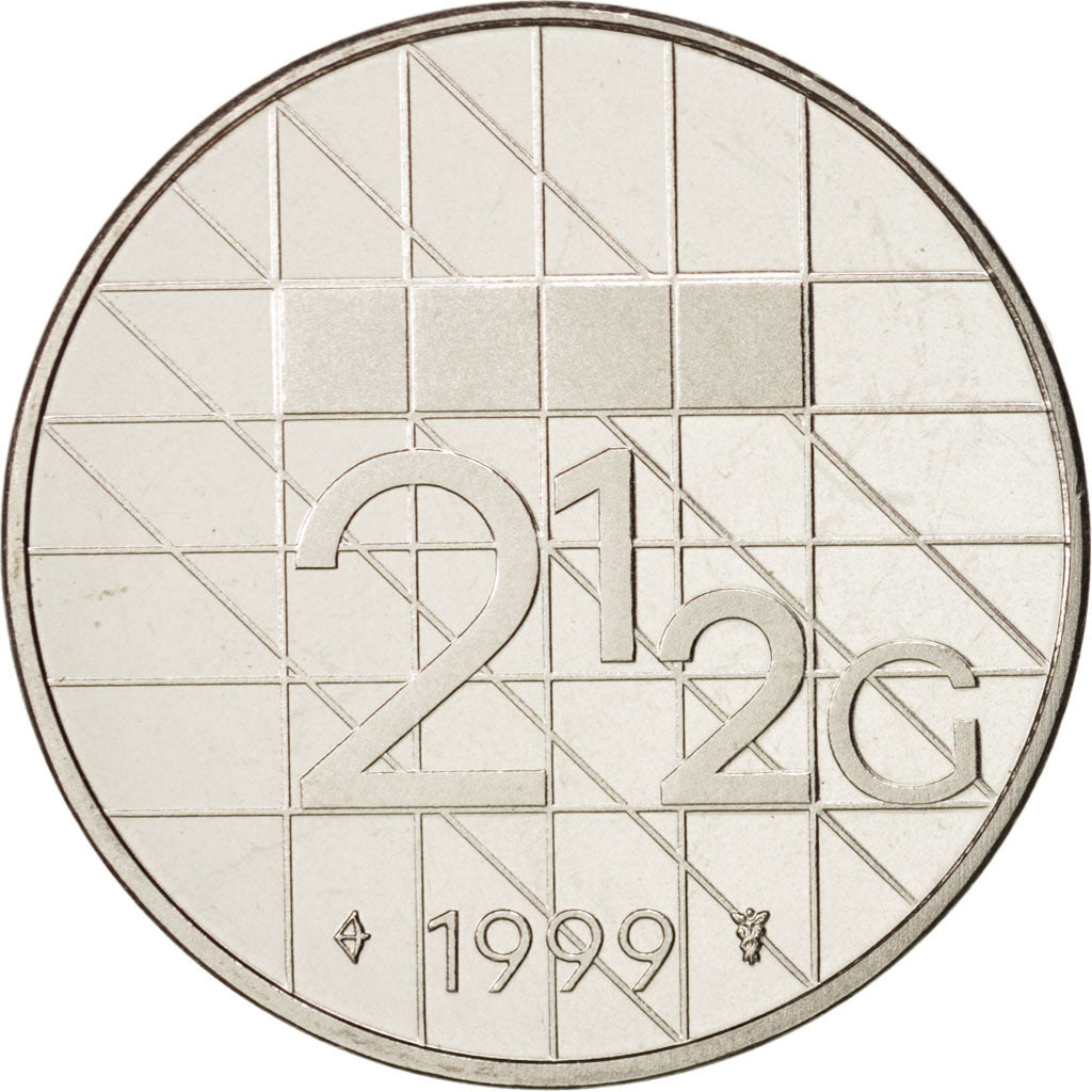 Netherlands, Beatrix, 2-1/2 Gulden, 1999, MS(63), Nickel, KM:206