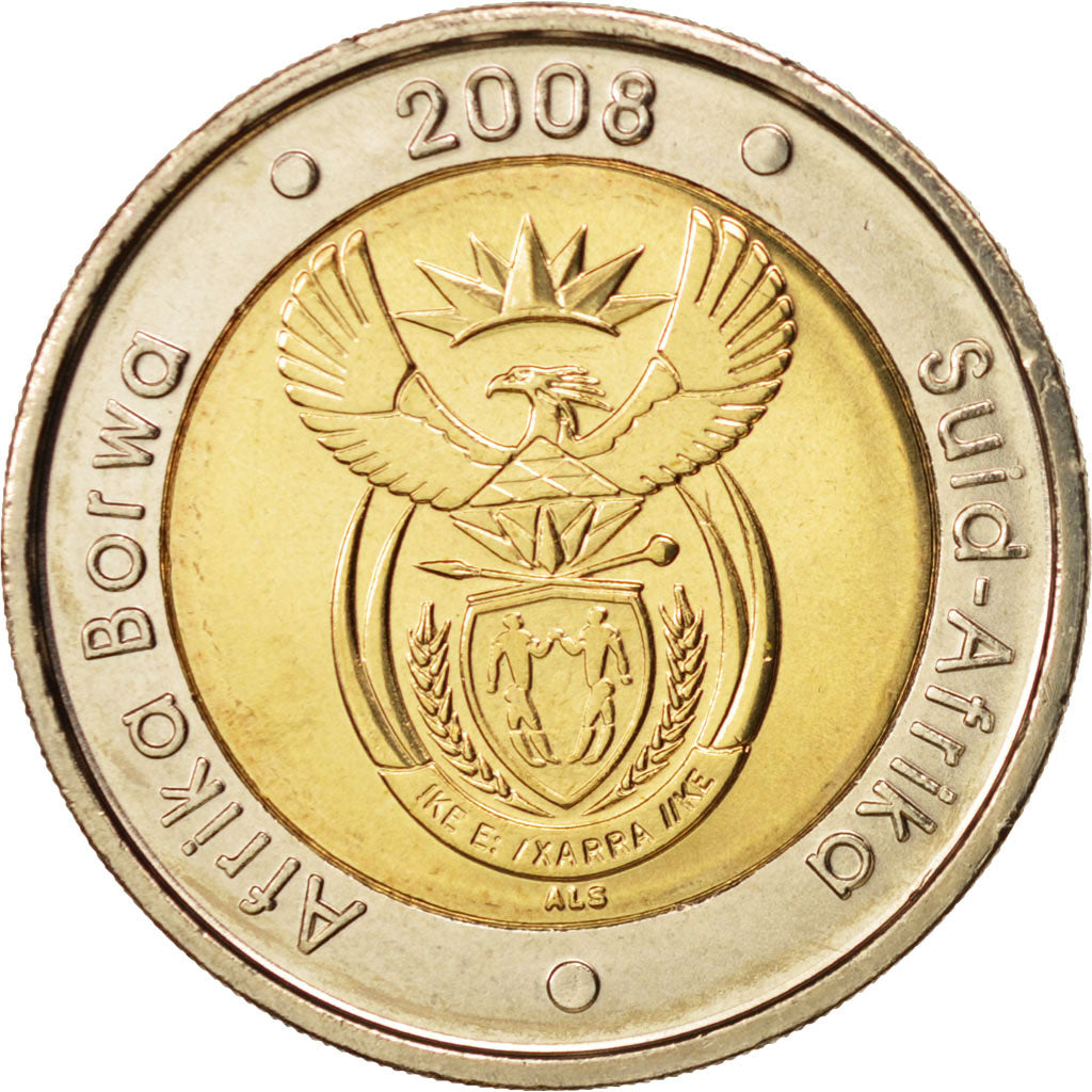 South Africa, 5 Rand, 2008, Pretoria, MS(63), Bi-Metallic, KM:446