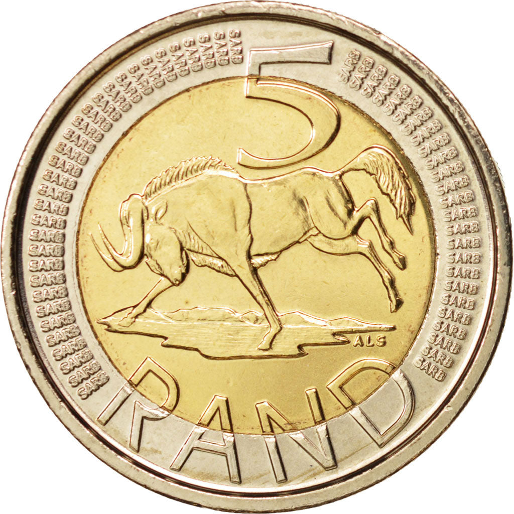 South Africa, 5 Rand, 2008, Pretoria, MS(63), Bi-Metallic, KM:446