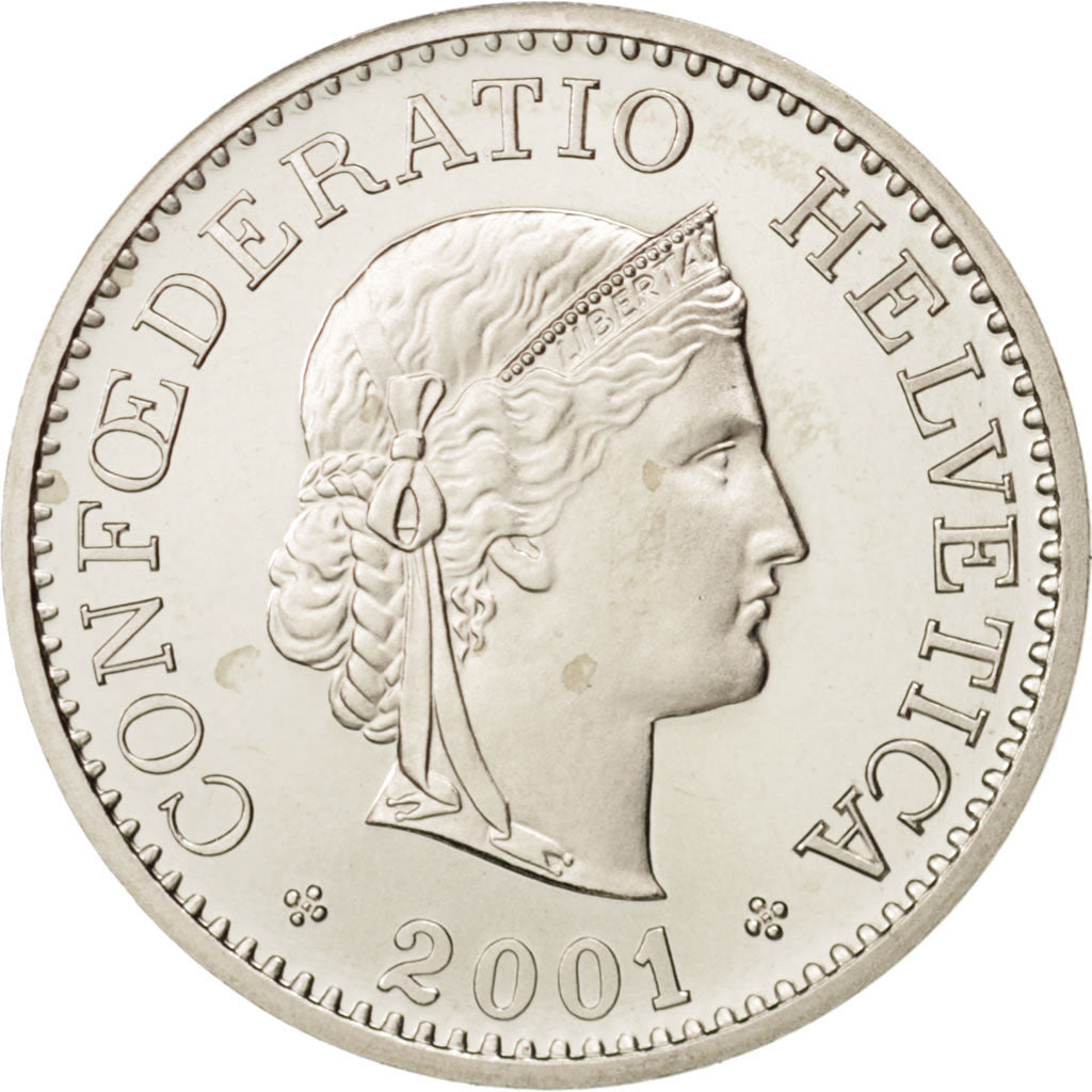 Coin, Switzerland, 10 Rappen, 2001, Bern, MS(64), Copper-nickel, KM:27