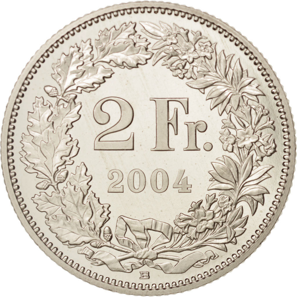 Coin, Switzerland, 2 Francs, 2004, Bern, MS(64), Copper-nickel, KM:21a.3