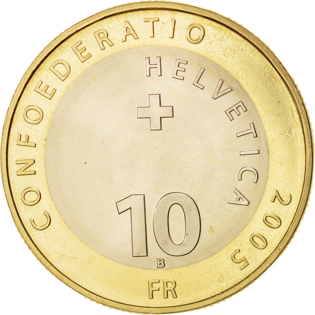 Schweiz, 10 Francs, 2005, Bern, UNZ+, Bi-Metallic, KM:111