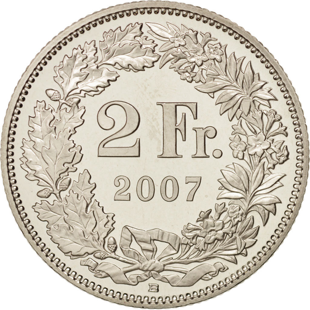 Switzerland, 2 Francs, 2007, Bern, MS(64), Copper-nickel, KM:21a.3