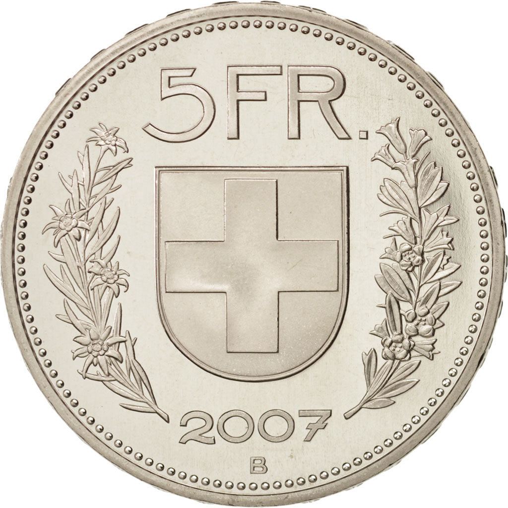 Switzerland, 5 Francs, 2007, Bern, MS(64), Copper-nickel, KM:40a.4