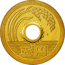 Japan, Akihito, 5 Yen, 2008, MS(63), Brass, KM:96.2