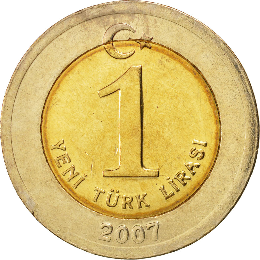 Coin, Turkey, New Lira, 2007, Istanbul, MS(60-62), Bi-Metallic, KM:1169