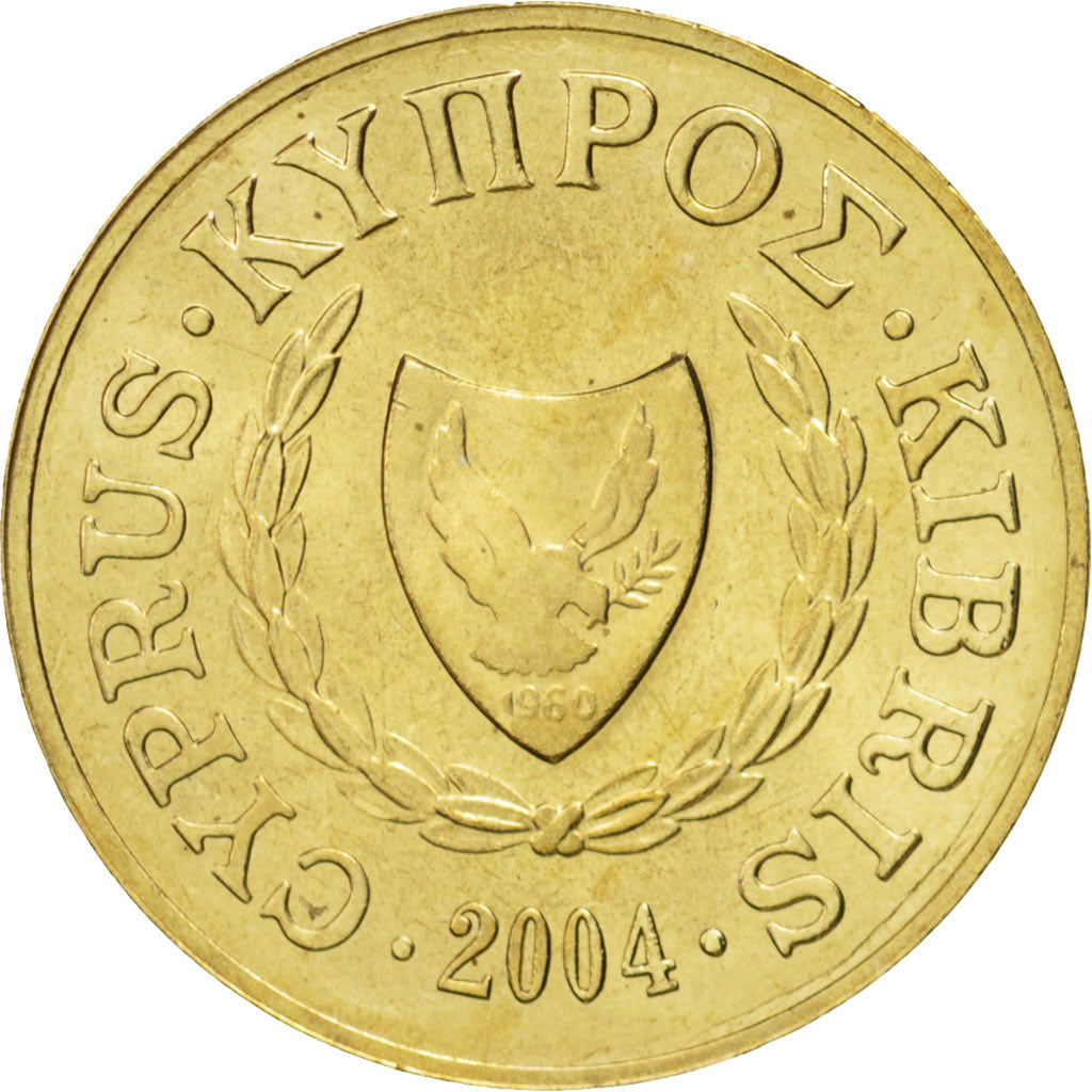 Coin, Cyprus, 2 Cents, 2004, MS(63), Nickel-brass, KM:54.3