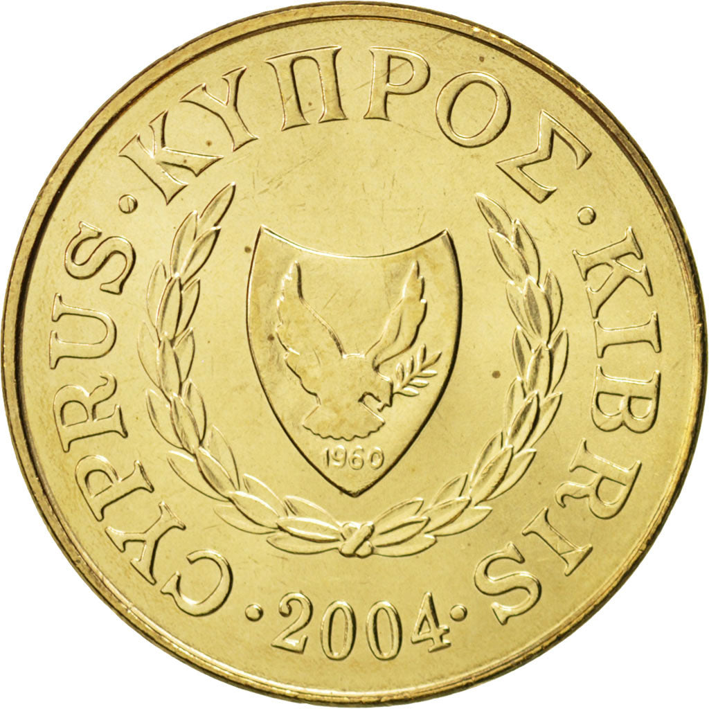 Coin, Cyprus, 5 Cents, 2004, MS(63), Nickel-brass, KM:55.3