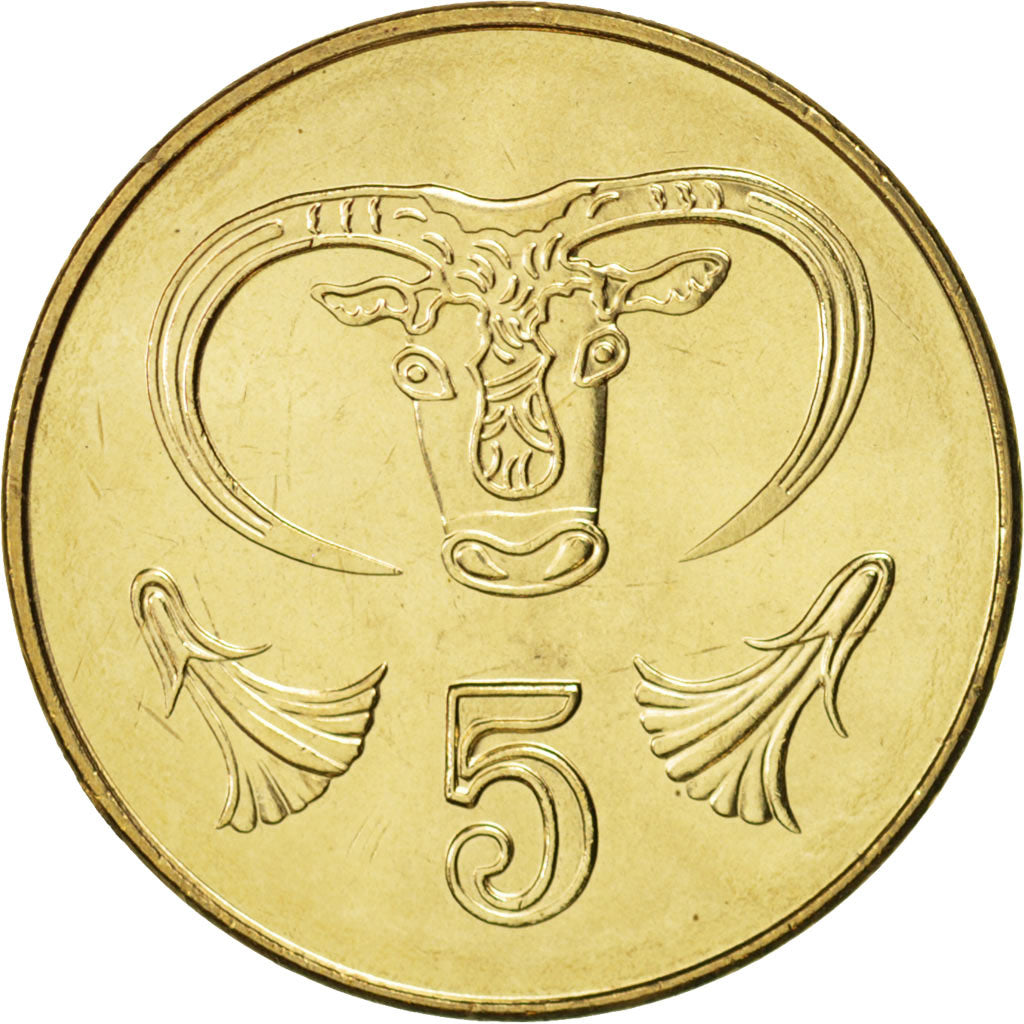Coin, Cyprus, 5 Cents, 2004, MS(63), Nickel-brass, KM:55.3