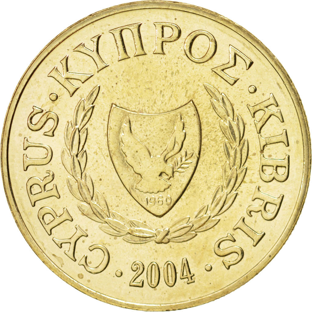 Coin, Cyprus, 10 Cents, 2004, MS(63), Nickel-brass, KM:56.3