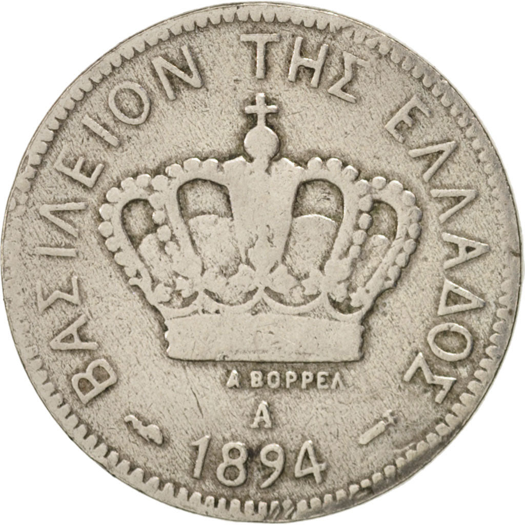 Greece, George I, 10 Lepta, 1894, Paris, VF(20-25), Copper-nickel, KM:59