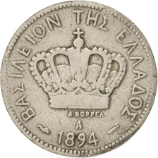 Greece, George I, 10 Lepta, 1894, Paris, VF(20-25), Copper-nickel, KM:59