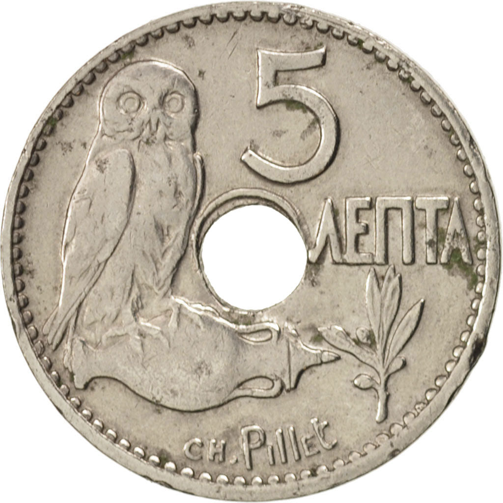 Greece, George I, 5 Lepta, 1912, VF(20-25), Nickel, KM:62