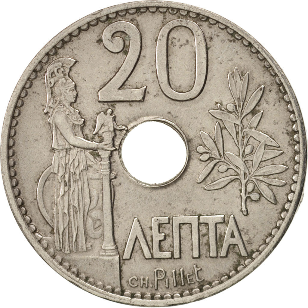 Coin, Greece, George I, 20 Lepta, 1912, EF(40-45), Nickel, KM:64
