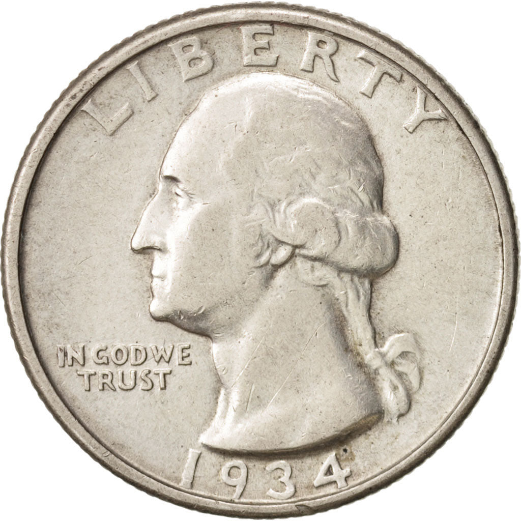 United States, Washington Quarter, 1934, EF(40-45), KM:164