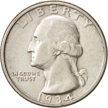United States, Washington Quarter, 1934, EF(40-45), KM:164