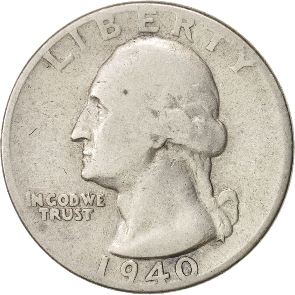 Coin, United States, Washington Quarter, Quarter, 1940, U.S. Mint, Philadelphia