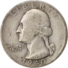 United States, Washington Quarter, 1940, San Francisco, VF, KM:164