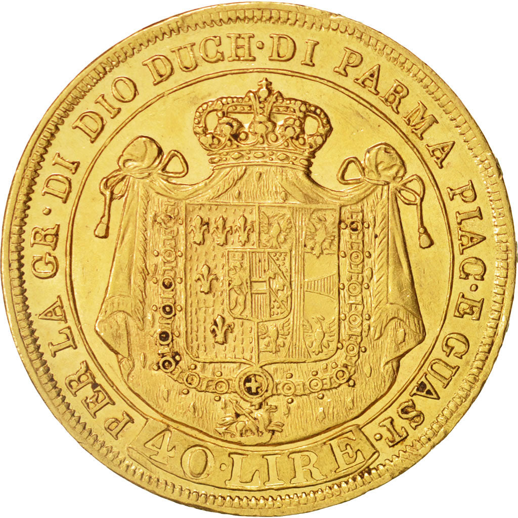 ITALIAN STATES, PARMA, Maria Luigia, 40 Lire, 1815, AU(50-53), Gold, KM:C32