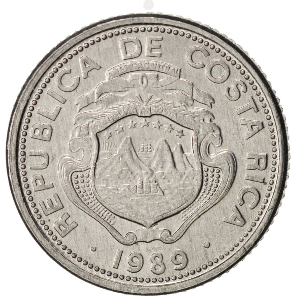 Coin, Costa Rica, 25 Centimos, 1989, MS(63), Aluminum, KM:188.3